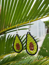 Load image into Gallery viewer, Handbeaded Avocado Earrings