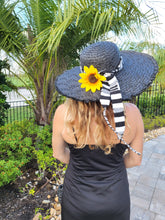 Load image into Gallery viewer, Black Floppy Straw Hat