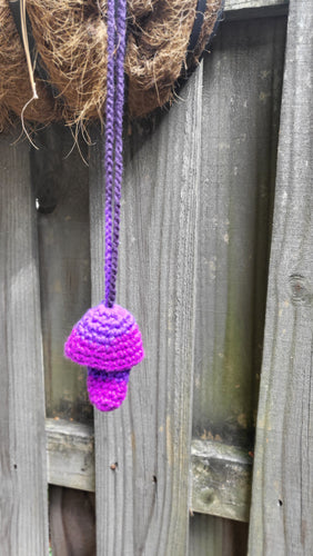 Handmade Crochet Mushroom Necklace stash Pouch