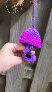 Handmade Crochet Mushroom Necklace stash Pouch