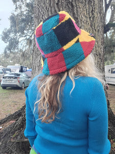 Color Block Fuzzy Bucket Hat
