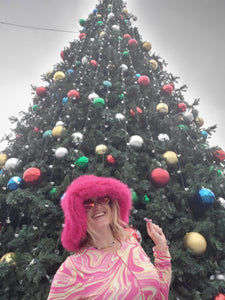 Hot Pink Floppy Faux Fur Bucket Hat