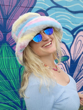 Load image into Gallery viewer, Fuzzy Pastel Rainbow Bucket Hat