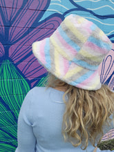 Load image into Gallery viewer, Fuzzy Pastel Rainbow Bucket Hat