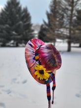 Load image into Gallery viewer, Autumn Sunset Tie Dye Fedora with Sunflower