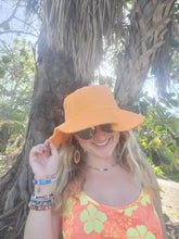Load image into Gallery viewer, Orange Terry Cloth Pleated Bucket Hat