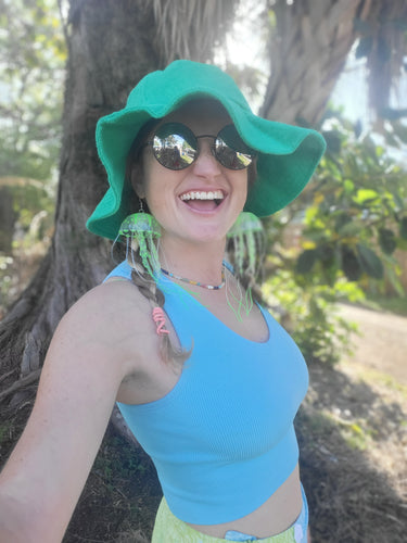 Green Terry Cloth Floppy Bucket Hat