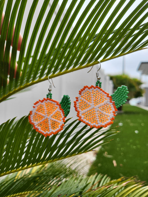 Beaded Florida Orange Earrings