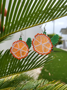 Beaded Florida Orange Earrings