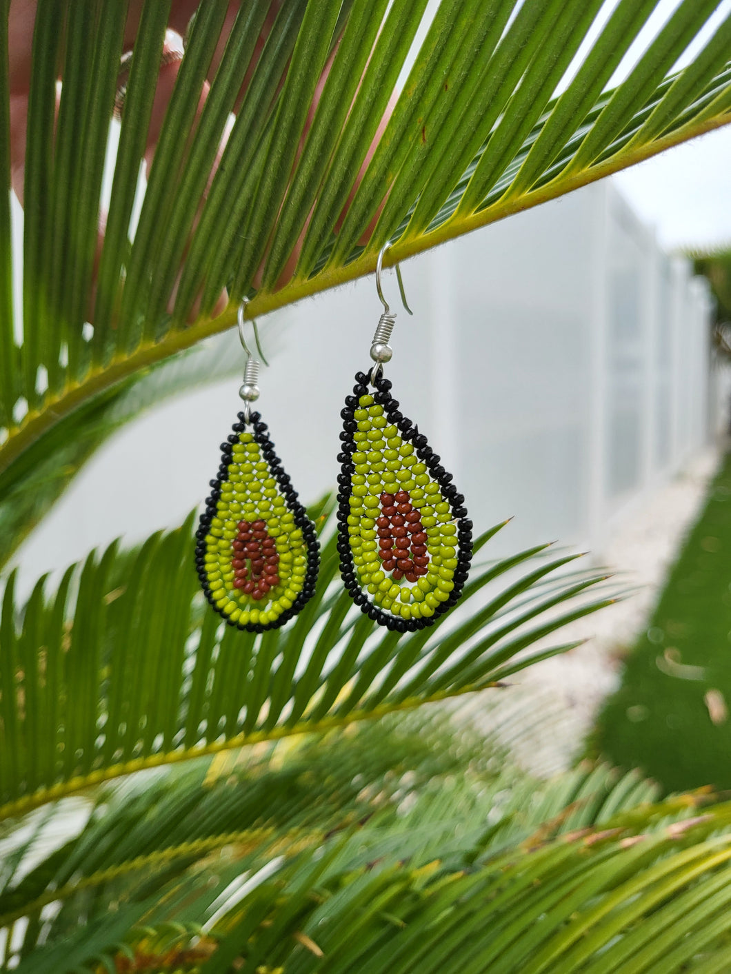 Handbeaded Avocado Earrings