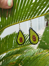 Load image into Gallery viewer, Handbeaded Avocado Earrings