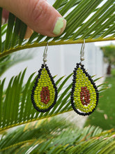 Load image into Gallery viewer, Handbeaded Avocado Earrings