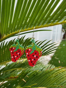 Handbeaded Strawberry Earrings