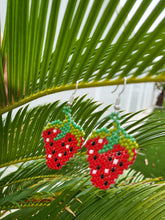 Load image into Gallery viewer, Handbeaded Strawberry Earrings