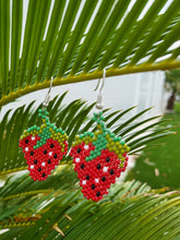 Load image into Gallery viewer, Handbeaded Strawberry Earrings