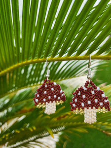 Handbeaded Mushroom Earrings