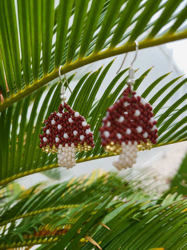 Handbeaded Mushroom Earrings