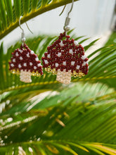 Load image into Gallery viewer, Handbeaded Mushroom Earrings