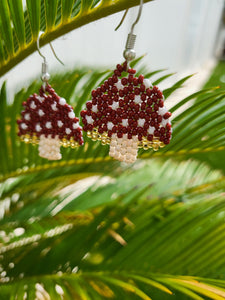 Handbeaded Mushroom Earrings