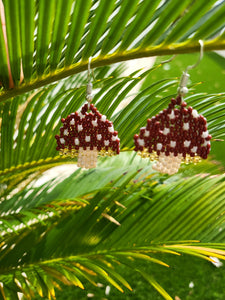 Handbeaded Mushroom Earrings