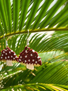 Handbeaded Mushroom Earrings