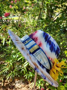 Red White and Blue Tye Dye Fedora