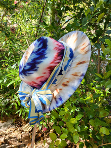 Red White and Blue Tye Dye Fedora