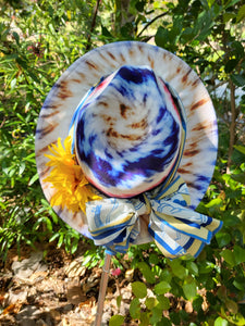 Red White and Blue Tye Dye Fedora