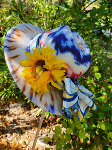 Red White and Blue Tye Dye Fedora