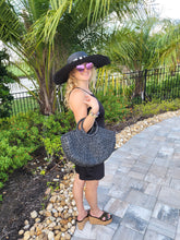 Load image into Gallery viewer, Large Black Straw Tote Bag