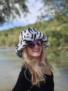 Zebra Fuzzy Bucket Hat