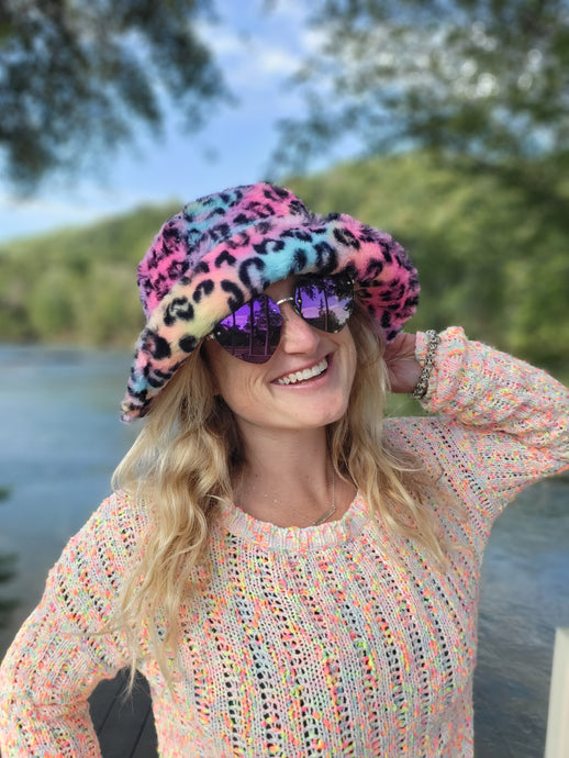 Wild Rainbow Fuzzy Bucket Hat