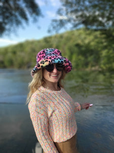 Wild Rainbow Fuzzy Bucket Hat