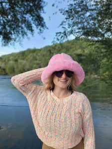 Fuzzy Baby Pink Bucket Hat