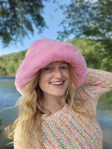 Fuzzy Baby Pink Bucket Hat