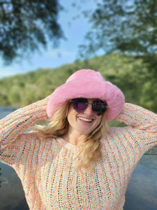 Fuzzy Baby Pink Bucket Hat