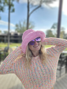 Fuzzy Baby Pink Bucket Hat