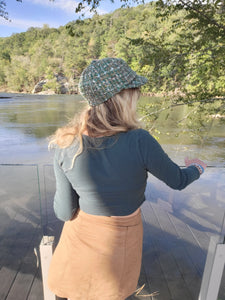 Green Tweed Newsboy Cap