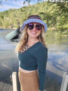 Crochet floppy burgundy and Blue Bucket Hat