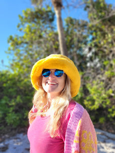 Fuzzy Yellow Bucket Hat