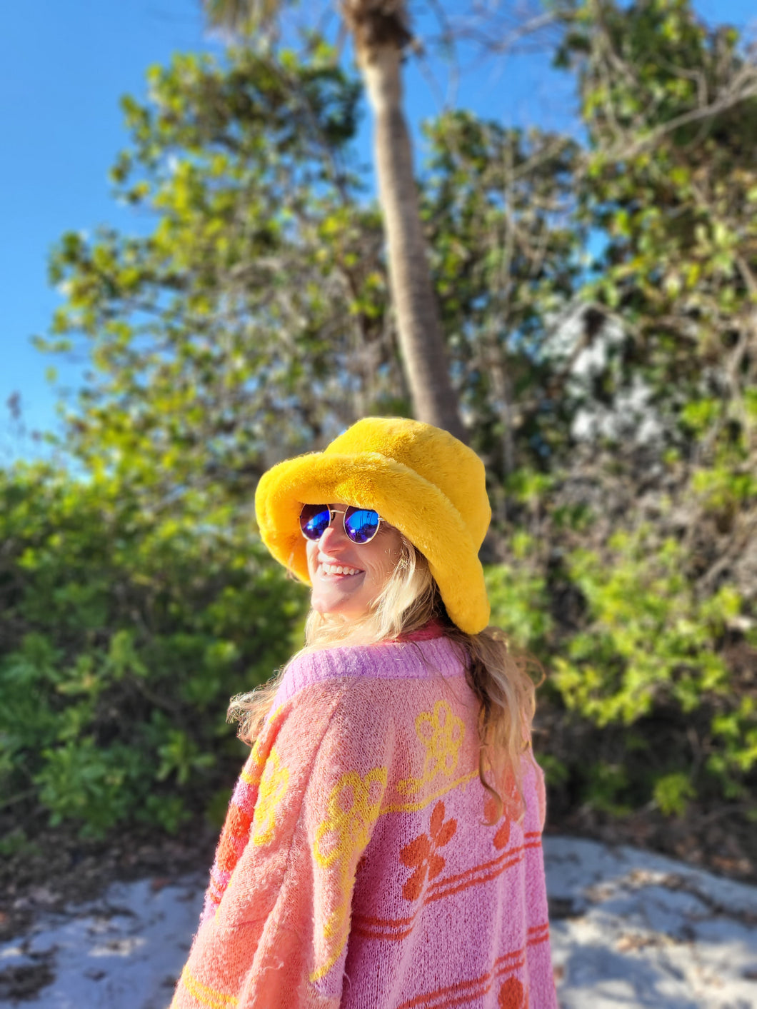 Fuzzy Yellow Bucket Hat