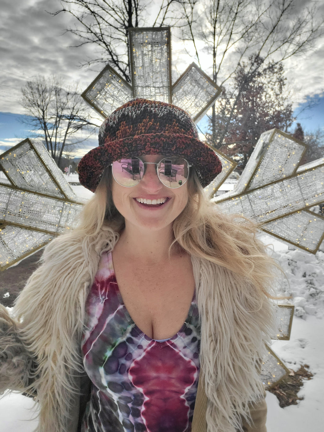 Neutral Zig Zag Crochet Bucket Hat