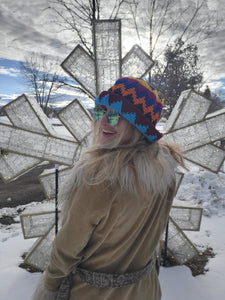 Rainbow Zig Zag Star Crochet Bucket Hat