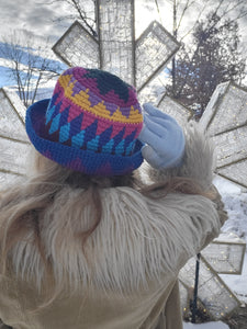 Rainbow Diamond Jester Crochet Bucket Hat