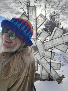 Rainbow Diamond Jester Crochet Bucket Hat