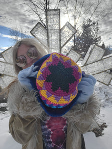 Rainbow Diamond Jester Crochet Bucket Hat