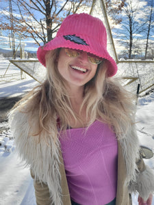 Pink Courdoroy bucket hat with Zebra Dead Bolt