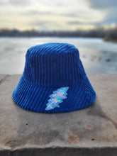 Load image into Gallery viewer, Blue Courdouroy Sparkly Dead Bolt Bucket Hat