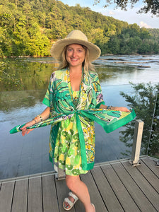 Tropical Green Silky Kimono