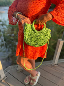 Small Green Straw Bag